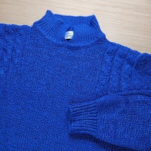 Southern Lights Royal Blue Mock Neck Cable Knit Sweater Women Size 42/22W‎